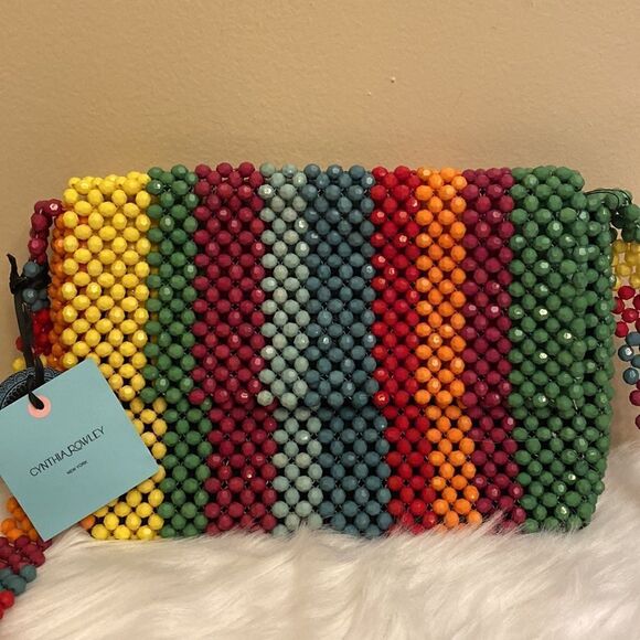 NWT Cynthia Rowley Rainbow Beaded Crossbody Retro Style 1960-70's - Rainbow - Picture 2 of 11